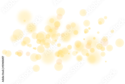Shining bokeh isolated on transparent background. Golden glowing light effect. Blur bokeh light sparkle overlay texture. Luxury bokeh for holiday, decoration, card, celebration. Design elements, PNG  