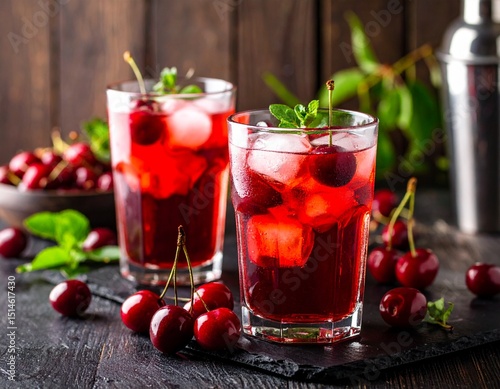 Wallpaper Mural fizzy cherry cola with extra ice cubes served chilled in a glass Torontodigital.ca