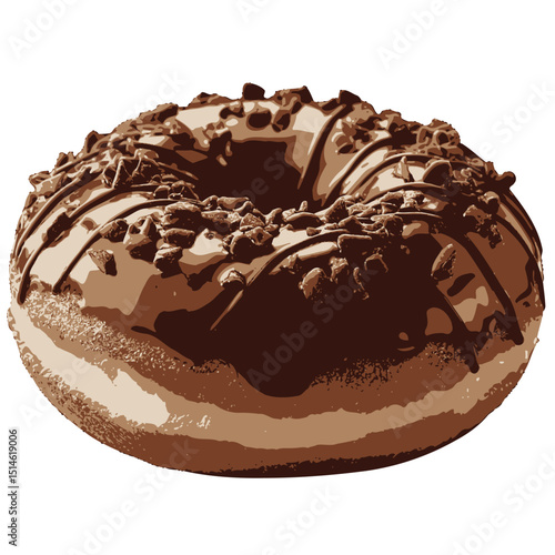 Delicious chocolate frosted donut with sprinkles bakery treat sweet dessert food photography donut shop  on transparent background