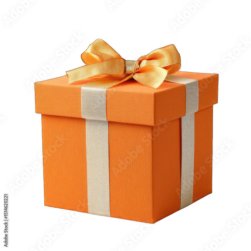 Orange gift box with gold ribbon