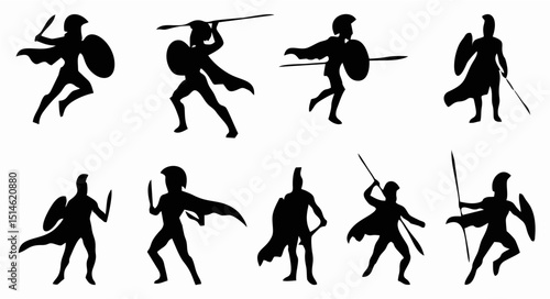 superhero poses, action poses, silhouettes, dynamic figures, strong poses, powerful poses, combat stances, hero stance, superhero action, comic book style, black and white, minimalist design, high con