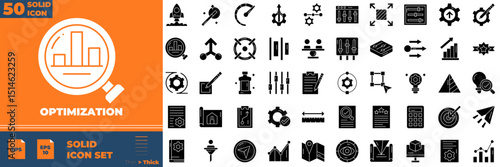 Optimization Solid Editable Icons set. Vector illustration in modern thin solid style of optimization icons: efficient, system, improvement, etc