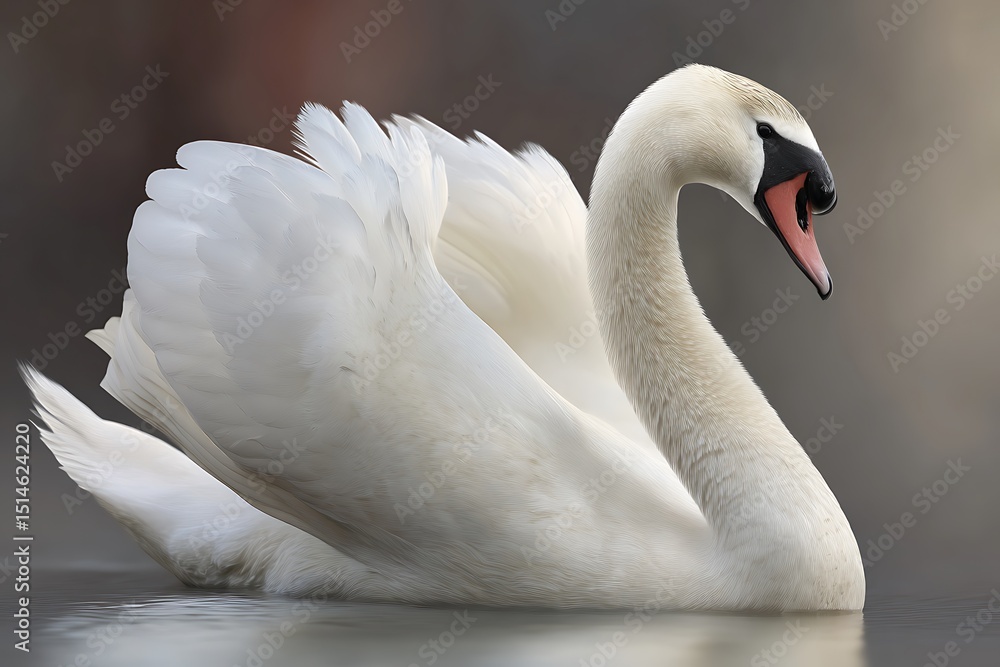 Obraz premium Graceful white swan gliding through water