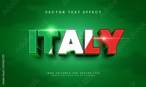 3d Italy modern style, editable vector text effect. Suitable for celebrating italy event theme.