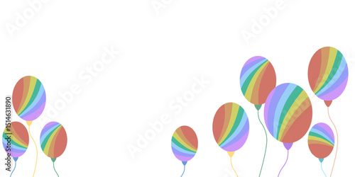 Konstfotografi Rainbow-colored balloons floating in a beautiful arrangement, perfect as a backg