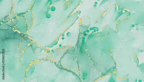 Abstract horizontal watercolor background. green  colored empty space Hand drawn texture stroked painting pastel color watercolor 