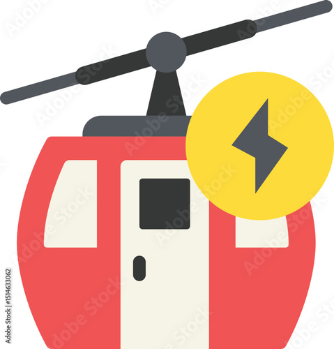 Electric Cable Car Flat Icon