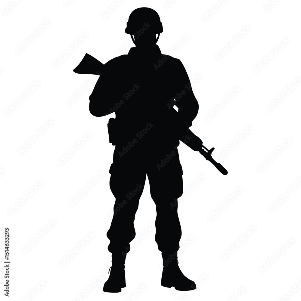 Obraz premium Silhouette of a Soldier Military Vector Illustration
