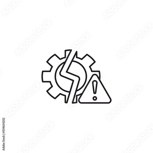 breakdown icon, Mechanical Failure Icon with Gear and Warning Sign