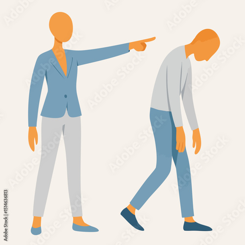 Flat Illustration Boss Scolding Employee Sad and Depressed Business Concept