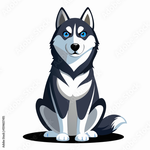 Cartoon Siberian Husky – Blue-Eyed Snow Dog Clipart