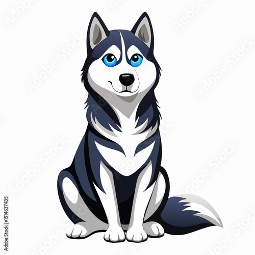 Fluffy Siberian Husky Vector – Cold Climate Dog Breed Drawing
