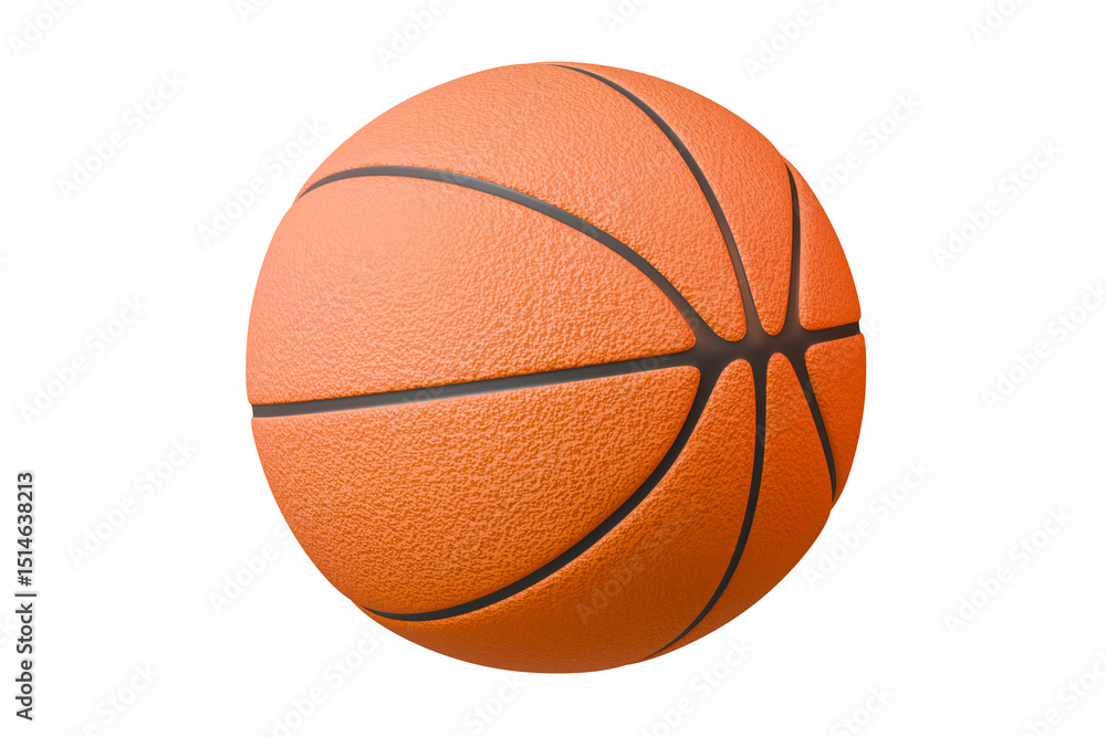 Fototapeta premium 3d Close-up of a textured orange basketball with black lines on a orange background. Minimal Cartoon basketball ball icon. sport game for healthy lifestyle concept. 3d render illustration.