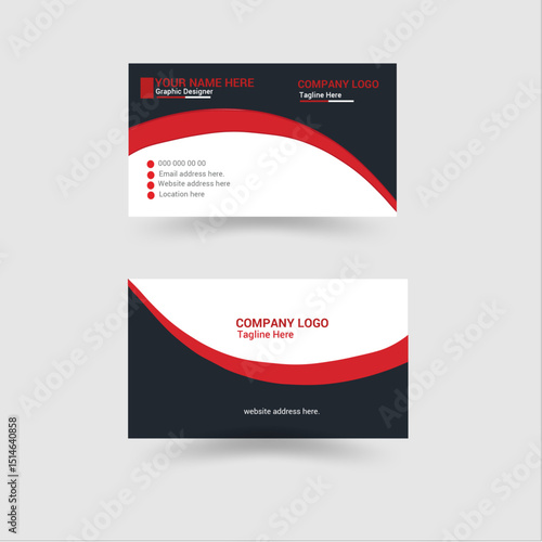 Red Luxury Abstract Business Card Template. Creative modern clean corporate double-side business card template, personal visiting card, professional simple identity card 