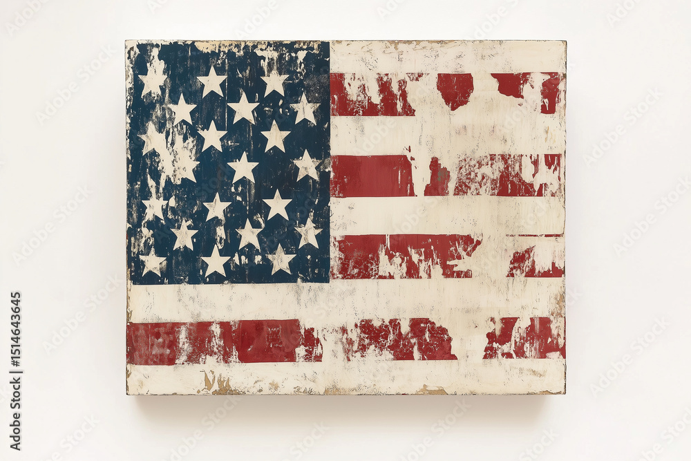 Obraz premium Isolated American flag on a white background, representing the USA national symbol of patriotism with stars and stripes