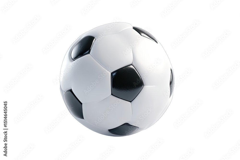 Soccer ball, black and white panels, 3D render Soccer ball, black and white panels, 3D render