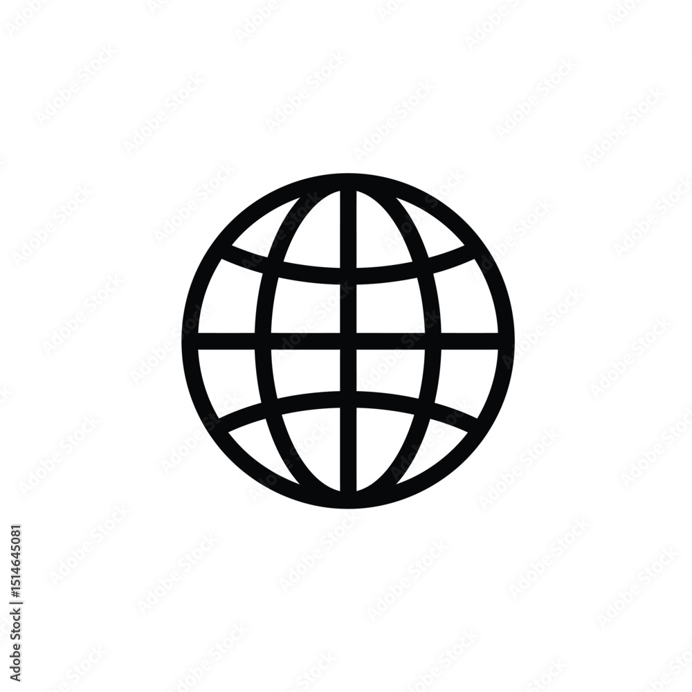 Simple black outline world icon Simple black outline world icon