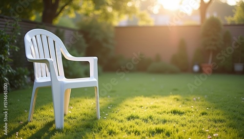 Garden chair on trimmed grass