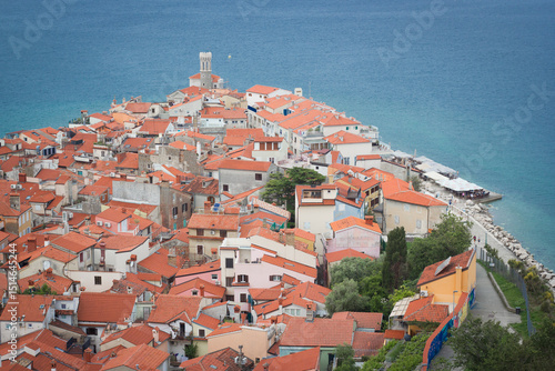 Aerial view of Piran, Slovenia