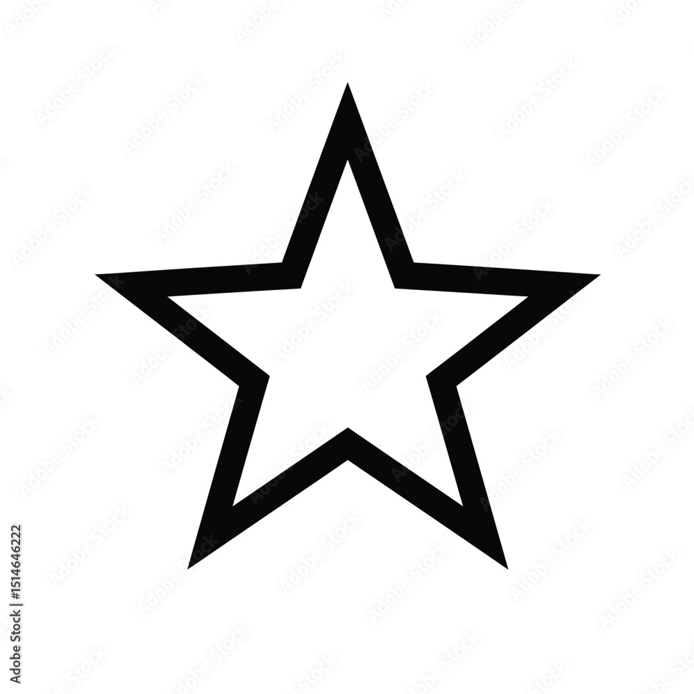 Simple Black Outline Star Icon on White Background Simple Black Outline Star Icon on White Background
