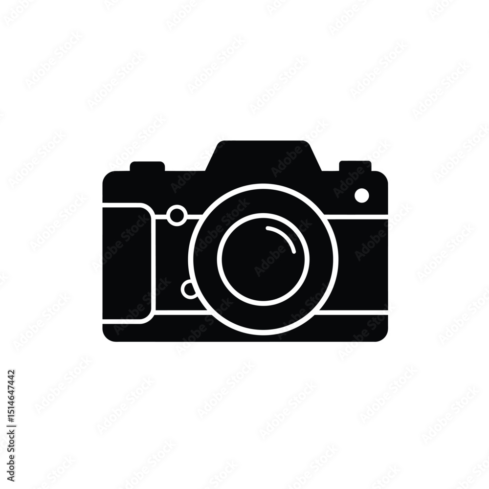 Simple Black Silhouette Icon of a Modern Digital Camera Simple Black Silhouette Icon of a Modern Digital Camera