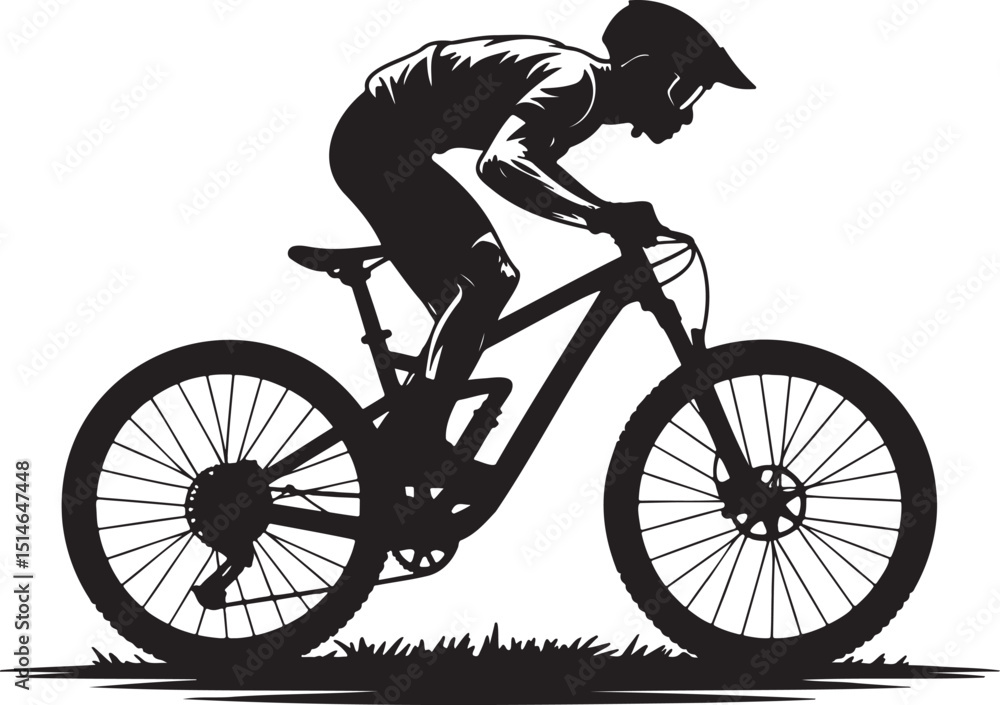 Fototapeta premium Cyclist silhouette vector illustration isolated On Transparent Background