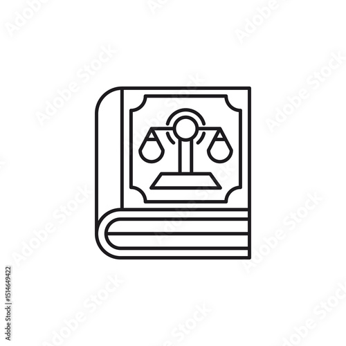 Law book icon with scale of justice suitable for legal websites, law firms, educational content, and justicerelated designs.