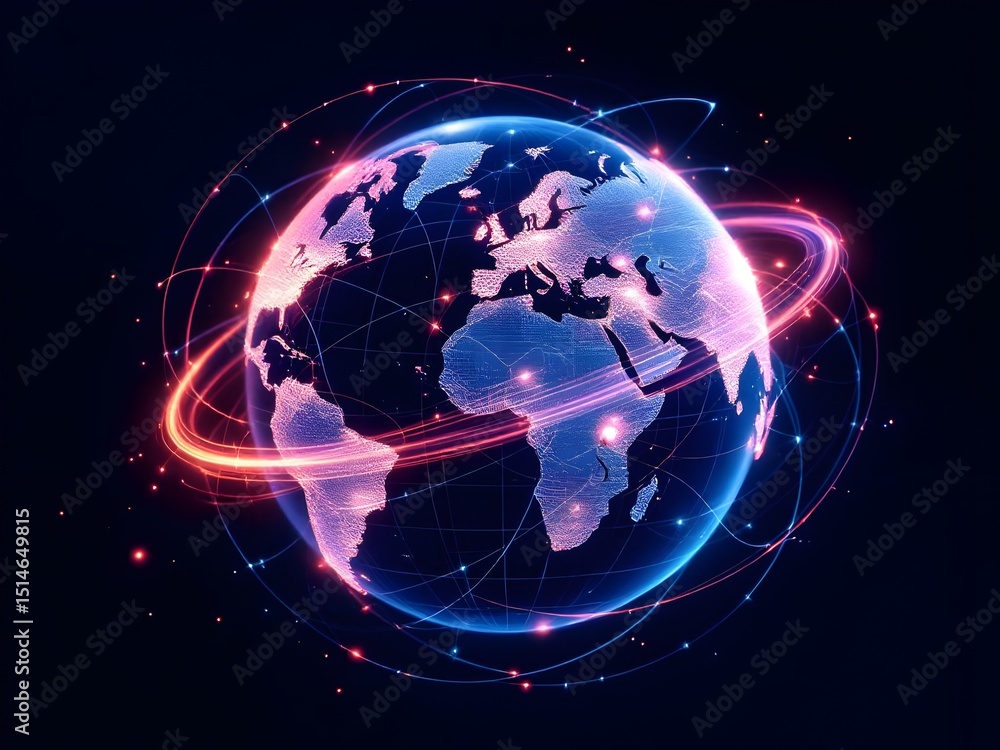 Obraz premium Globe wrapped in a digital network