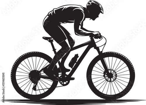 Cyclist silhouette vector illustration isolated On Transparent Background
