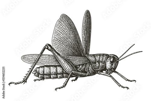 grasshopper engraving vintage style vector illustration

