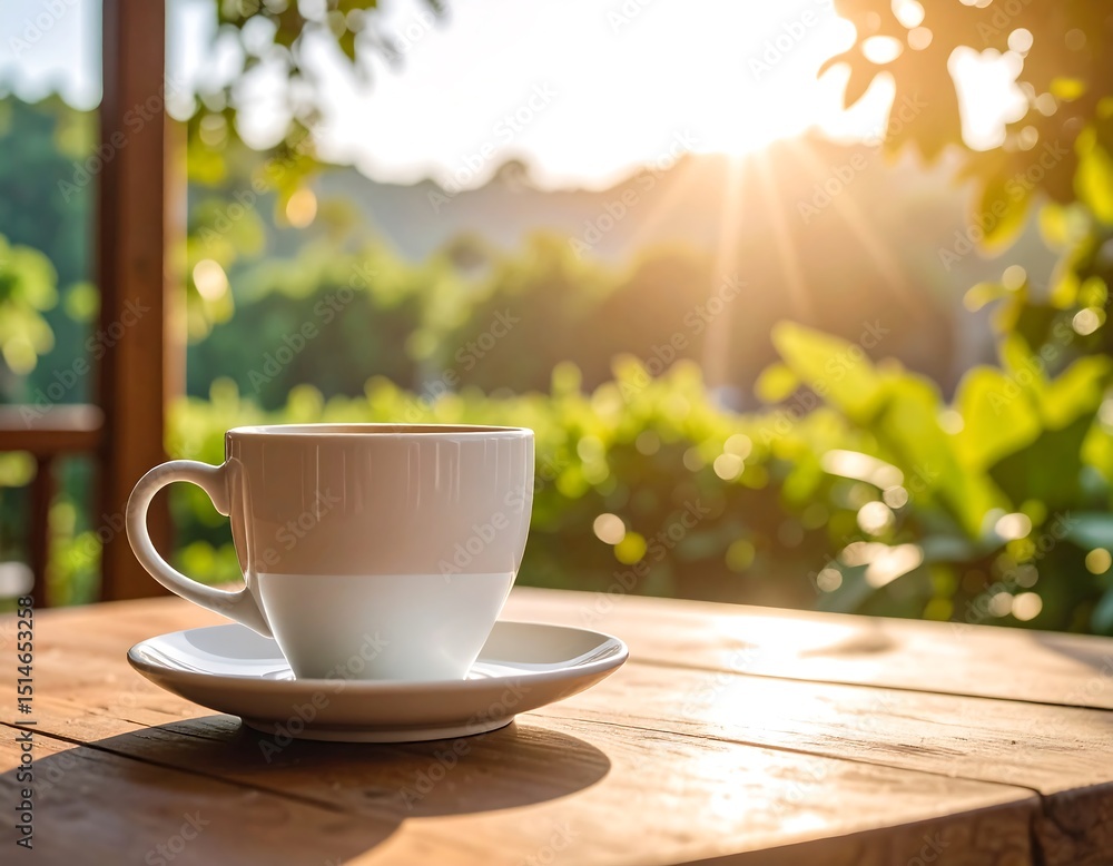 Obraz premium Morning coffee with a view