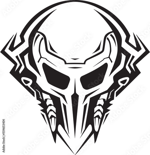 Alien Skull Helmet Dark Vector Black Warrior Helmeted Icon Alien Skull Helmet Vector Futuristic Black Helmet Emblem