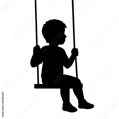 Silhouette of a Child Sitting on a Swing – Childhood Leisure, Outdoor Play, Early Development in Playgrounds and Parks