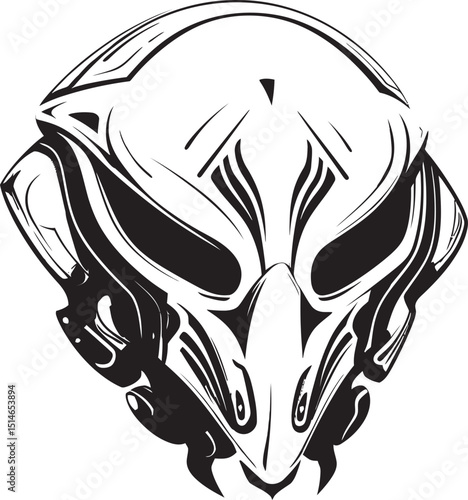Alien Skull Helmet Bold Vector Black Battle Helmet Icon Alien Skull Helmet Vector Futuristic Black Helmeted Warrior Logo