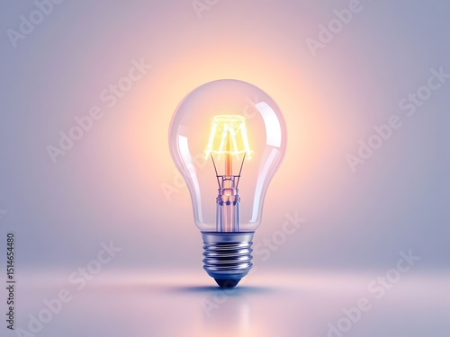 A single glowing lightbulb in an empty white space