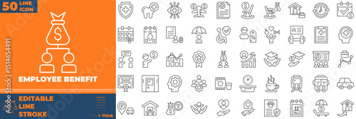 Employee Benefit Line Editable Icons set. Vector illustration in modern thin line style of employee benefit icons: job, company, career, etc