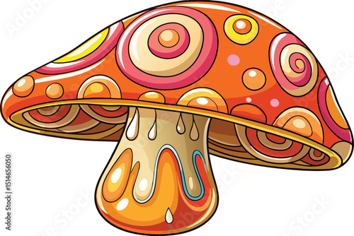 Cartoon red Mexican sombrero illustration with a poison mushroom design