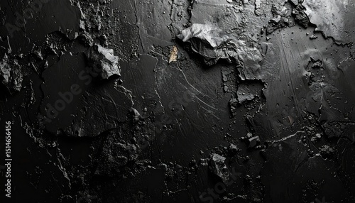 Black rough grunge texture close view abstract background, scratched surface