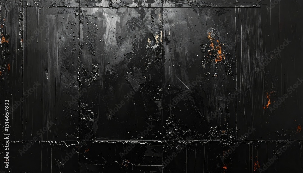 Obraz premium Black rough grunge texture close view abstract background, scratched surface