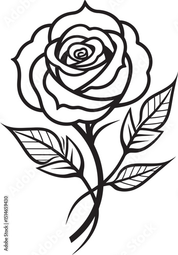 Wallpaper Mural Beautiful Rose Flower Vector Logo with Bold Black Lines Classic Black Rose Vector Icon with Delicate Floral Outline Torontodigital.ca
