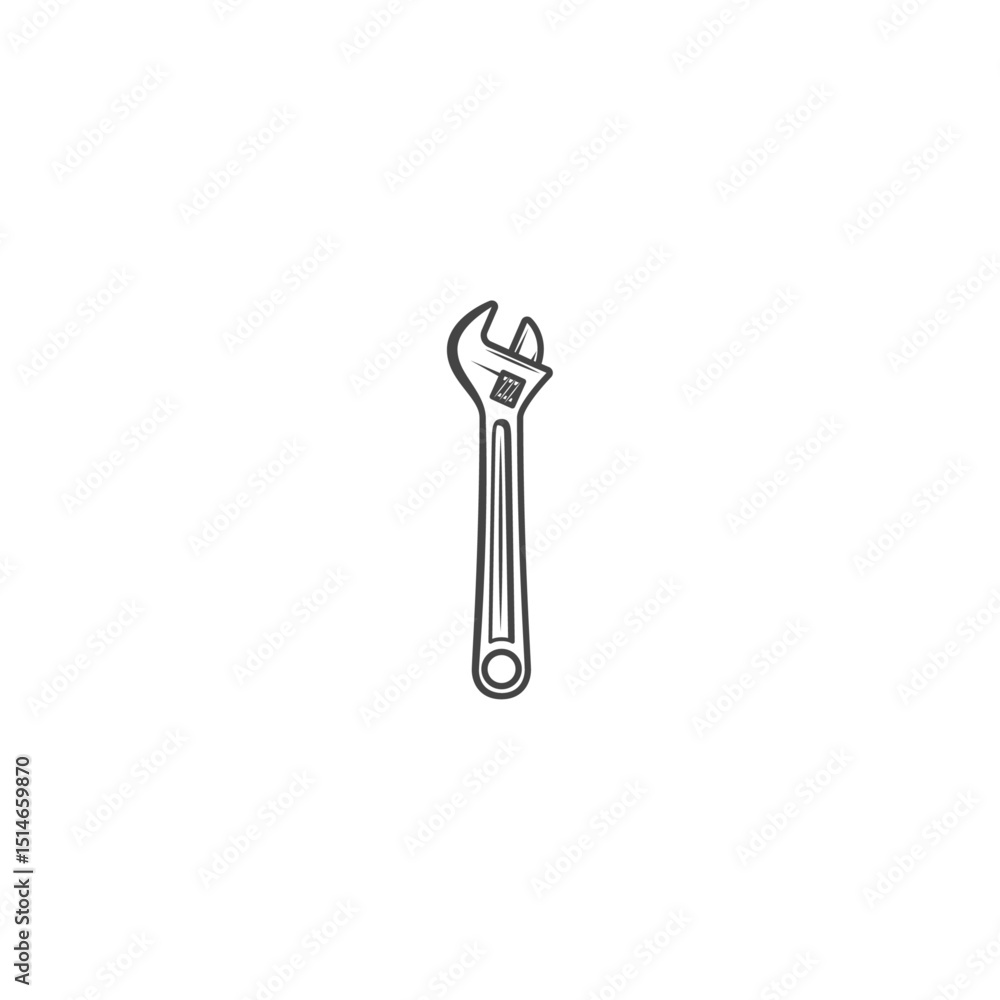Adjustable Wrench tool Icon flat vector design Adjustable Wrench tool Icon flat vector design