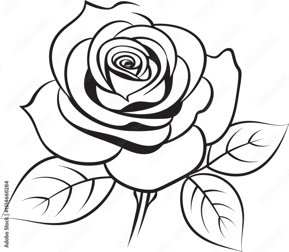 Classic elegant rose line art vector icon with thin black strokes Beautiful rose vector logo with sleek black line art detailing Classic elegant rose line art vector icon with thin black strokes Beautiful rose vector logo with sleek black line art detailing