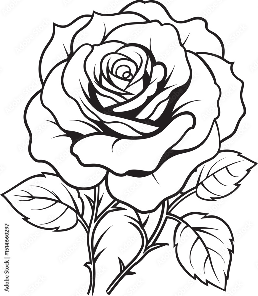 custom made wallpaper toronto digitalClassic black rose line drawing vector icon with smooth flow Artistic black rose line art vector logo with clean fine strokes