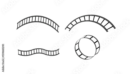 movies film background with film roll. 3d film roll. Film strip set vector image