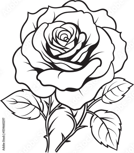 Wallpaper Mural Classic black rose line drawing vector icon with smooth flow Artistic black rose line art vector logo with clean fine strokes Torontodigital.ca