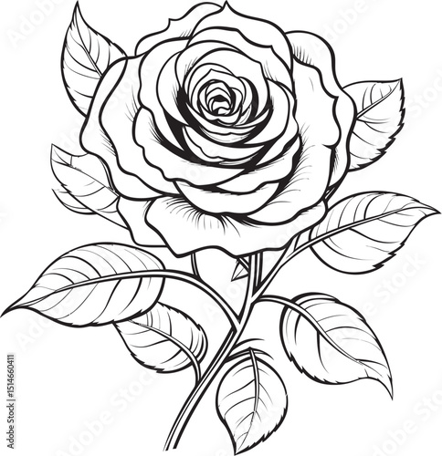 Minimalist rose line art vector logo with clean black strokes Beautiful black rose line drawing vector icon with fluid lines