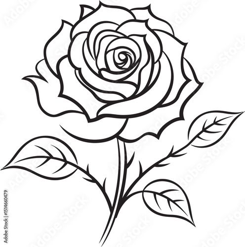 Wallpaper Mural Elegant rose vector logo with artistic black line art styling Beautiful rose line art vector icon with simple black strokes Torontodigital.ca