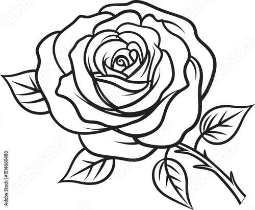 Wallpaper Mural Minimalist rose line drawing vector icon with flowing black lines Elegant rose vector logo with artistic black line art styling Torontodigital.ca