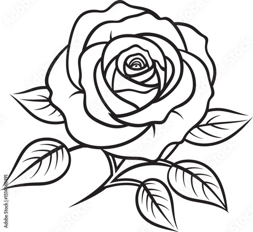 Wallpaper Mural Artistic rose line art vector icon with detailed black linework Minimalist black rose line drawing vector logo with refined curves Torontodigital.ca