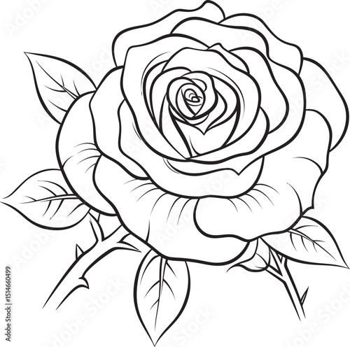 Wallpaper Mural Minimalist black rose line drawing vector logo with refined curves Beautiful rose vector logo with clean and elegant black lines Torontodigital.ca